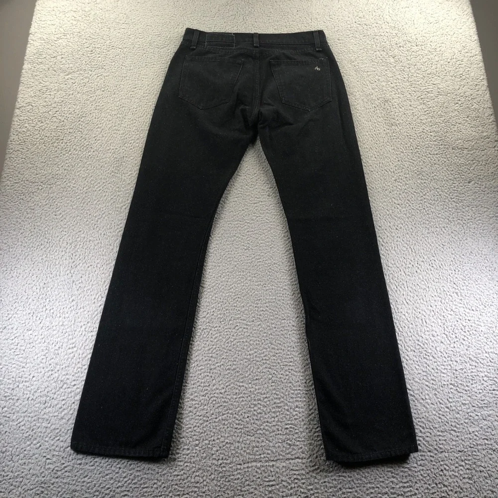 Rag & Bone Jeans Mens 30x34 Black 15x Slim Straight Nap Neppy Button Made In USA